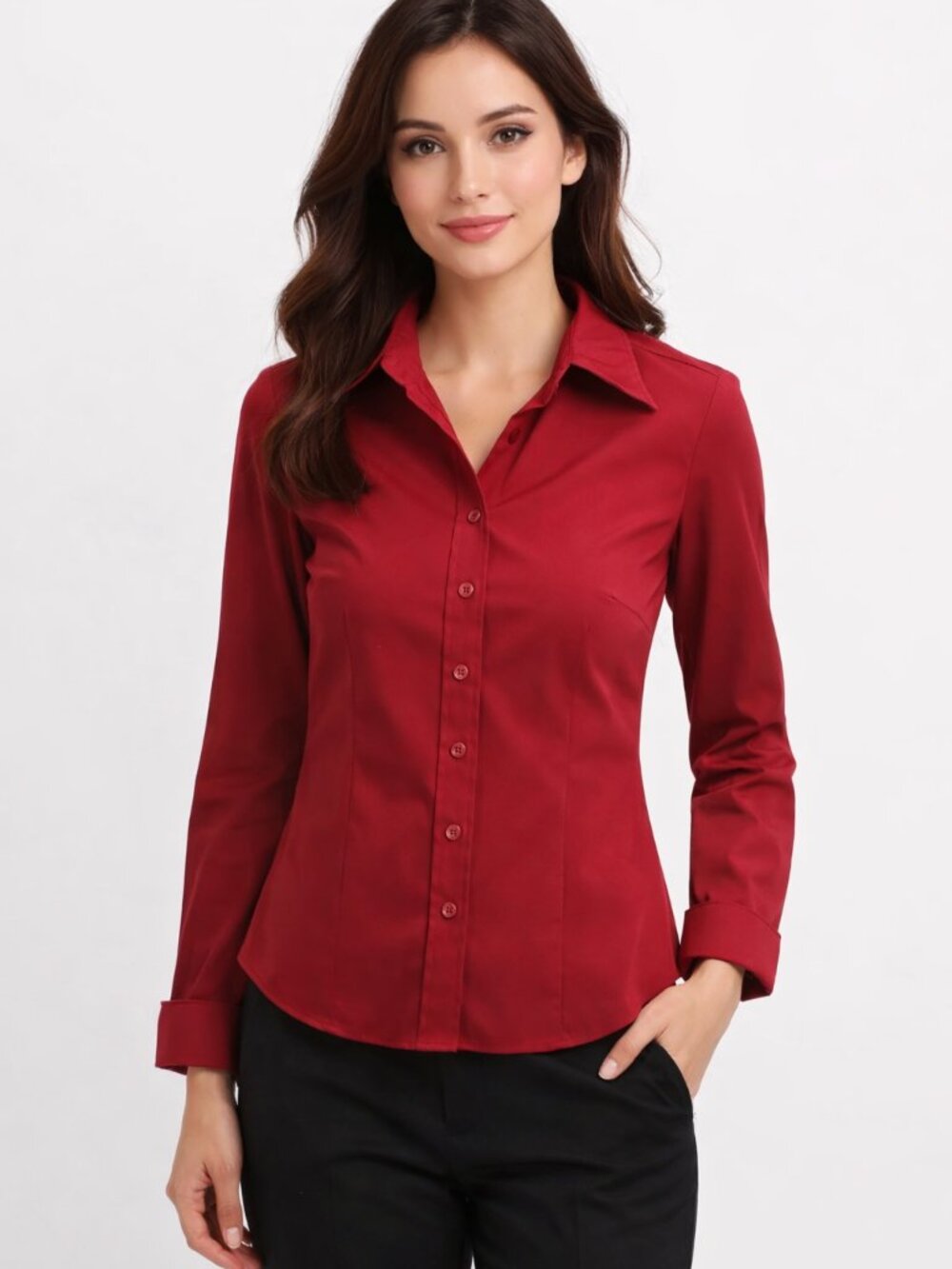 Apt. 9 Dark Red Long Sleeve Button up Shirt  Size PS